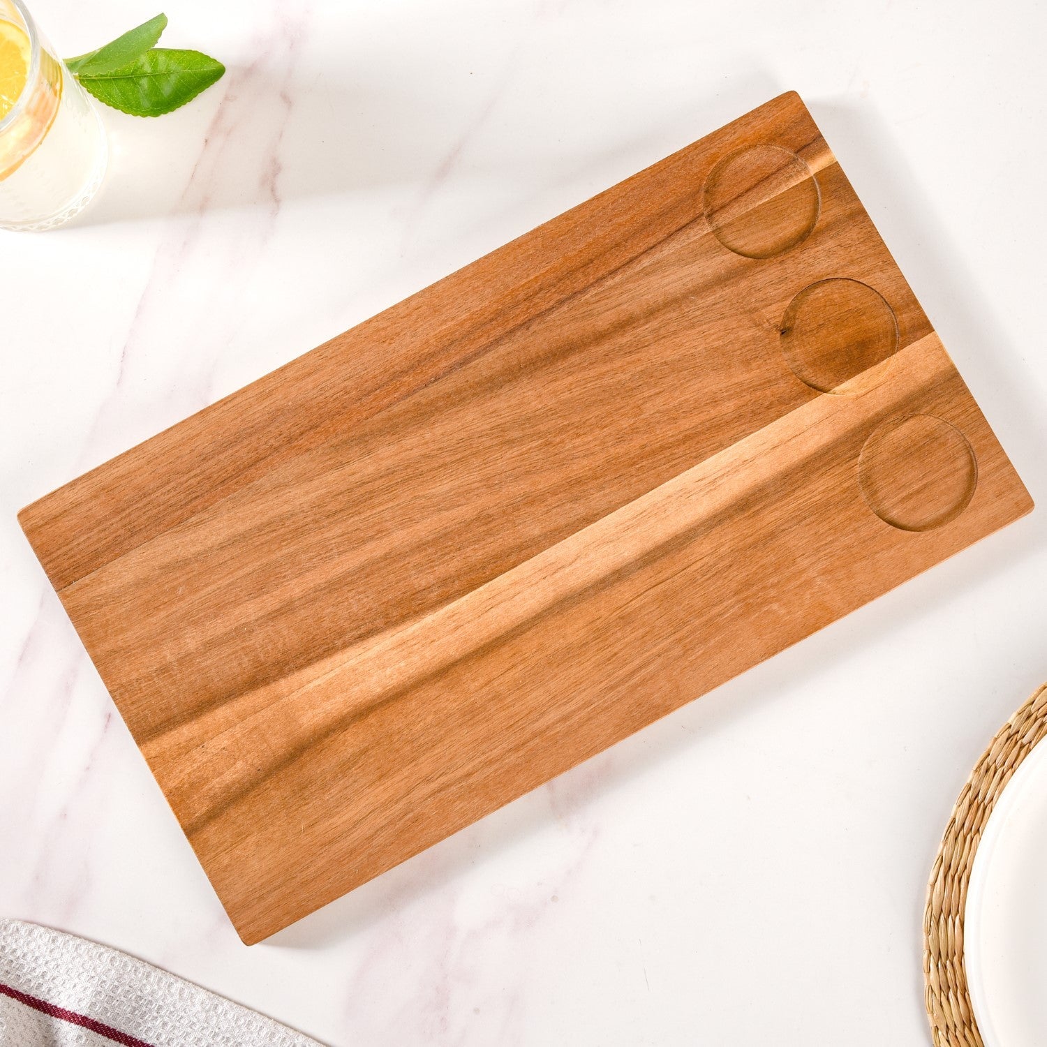 Acacia Wood Cheeseboard With Set Of 3 Small Bowls 50ml