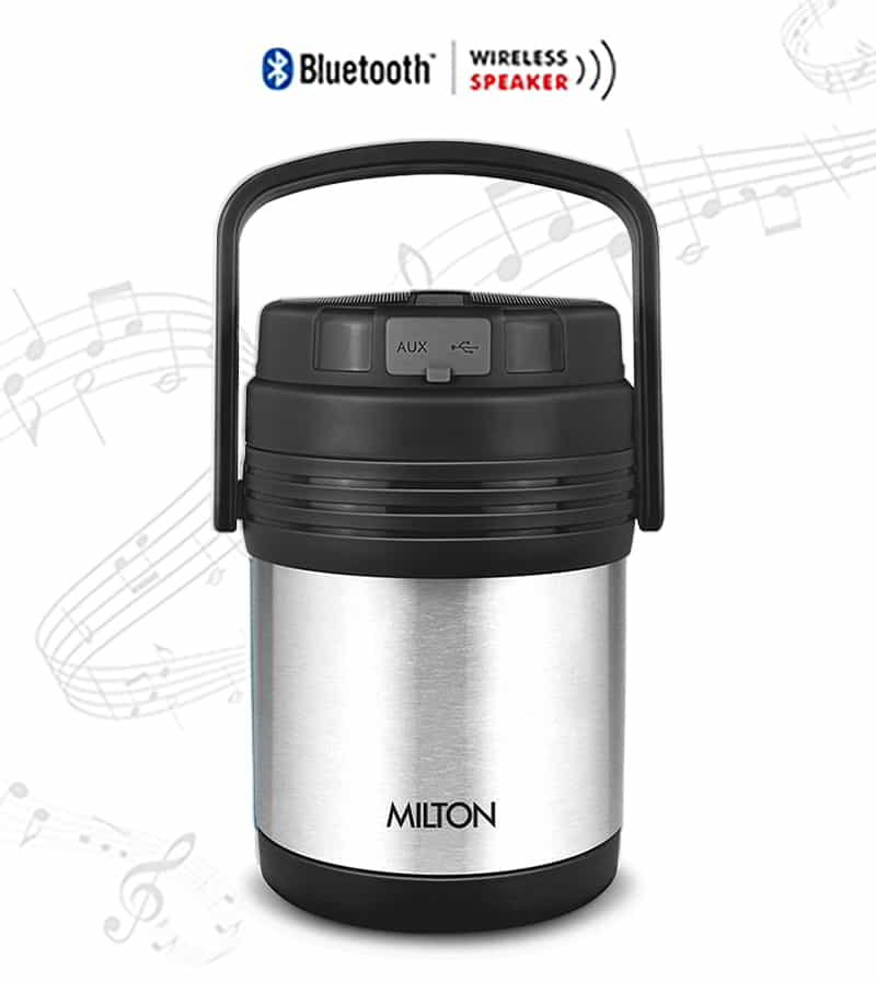 Woofer Thermosteel Tiffin With Bluetooth Speaker (Milton)