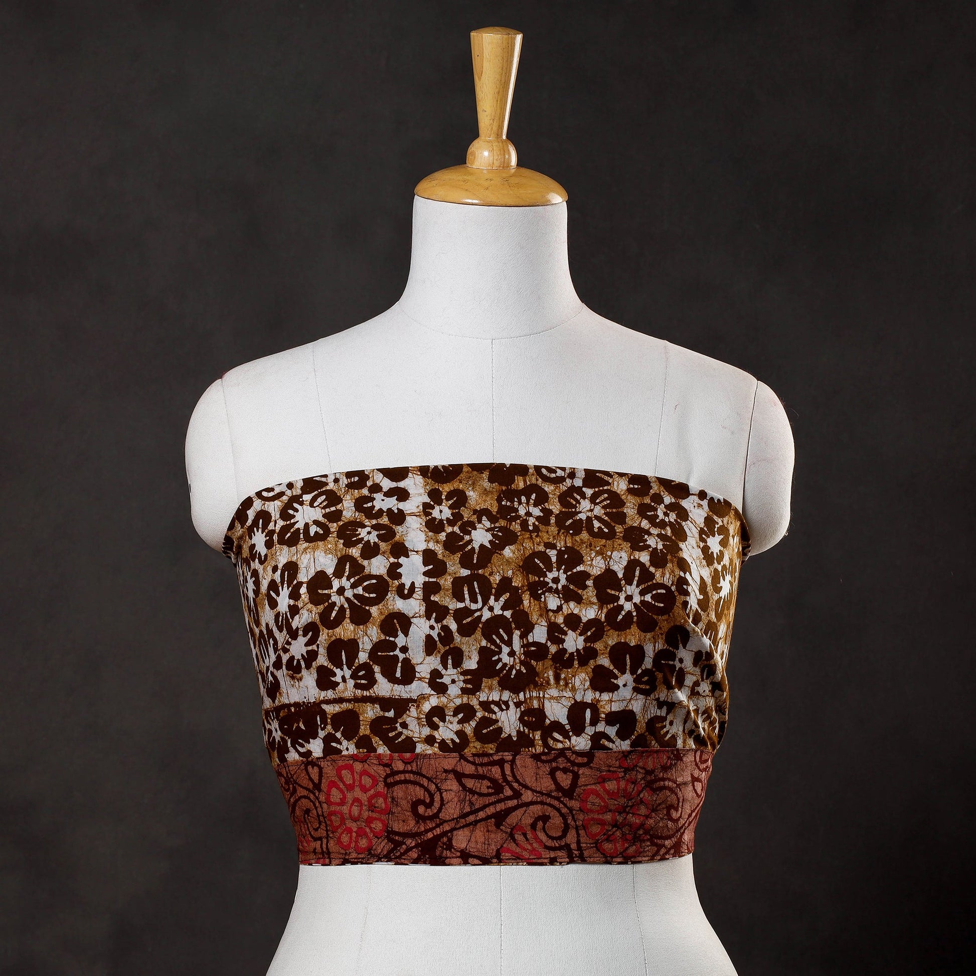 Brown - Hand Batik Printed Cotton Blouse Piece