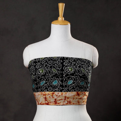 Black - Hand Batik Printed Cotton Blouse Piece
