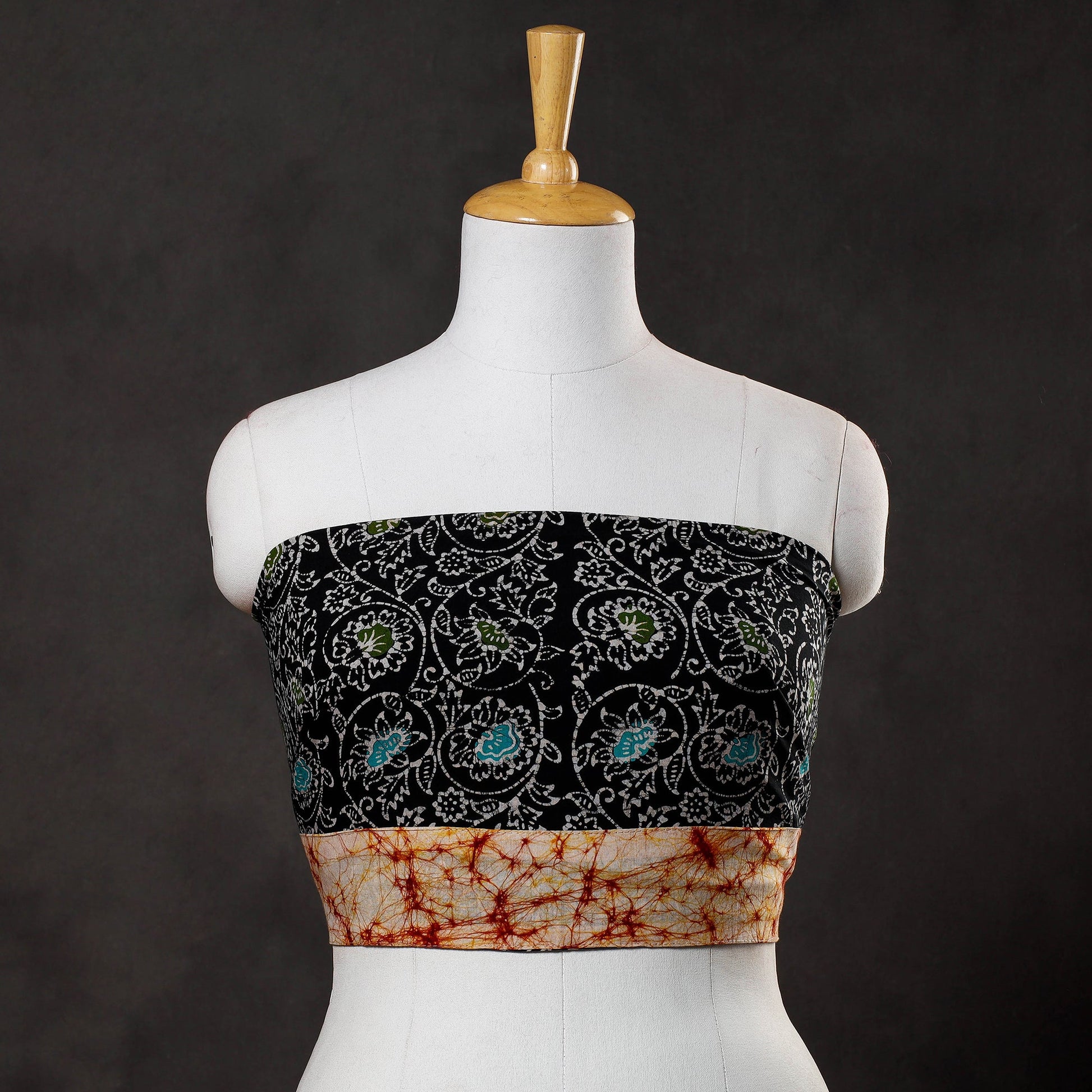 Black - Hand Batik Printed Cotton Blouse Piece