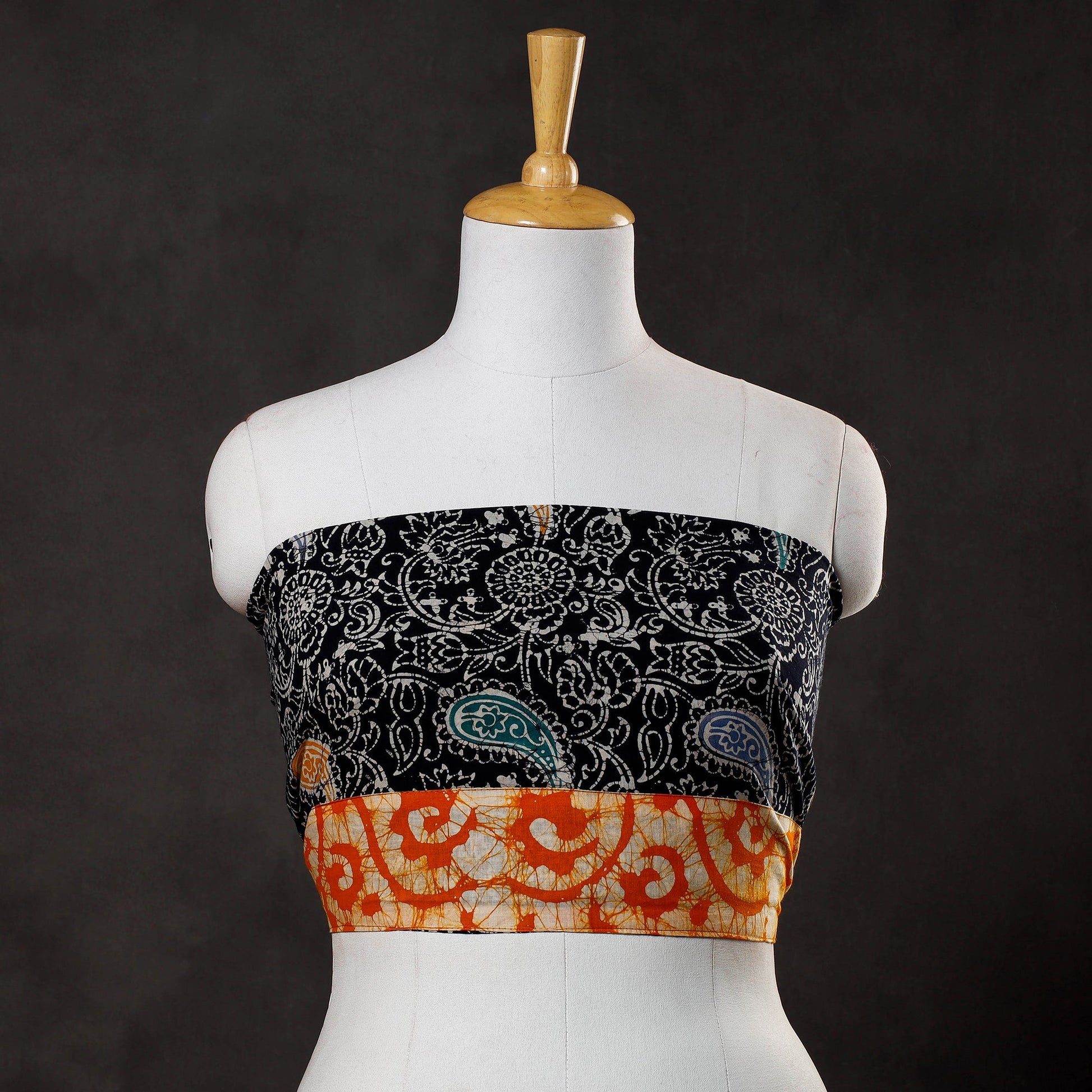 Black - Hand Batik Printed Cotton Blouse Piece