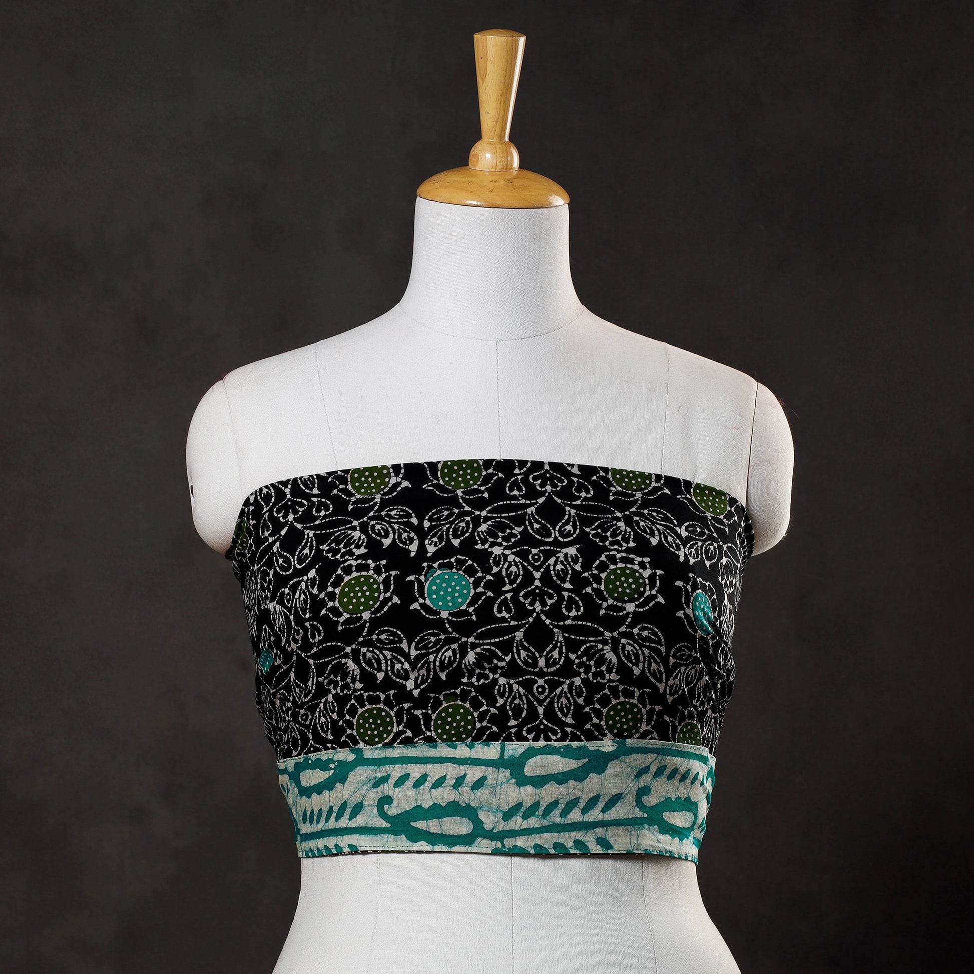 Black - Hand Batik Printed Cotton Blouse Piece