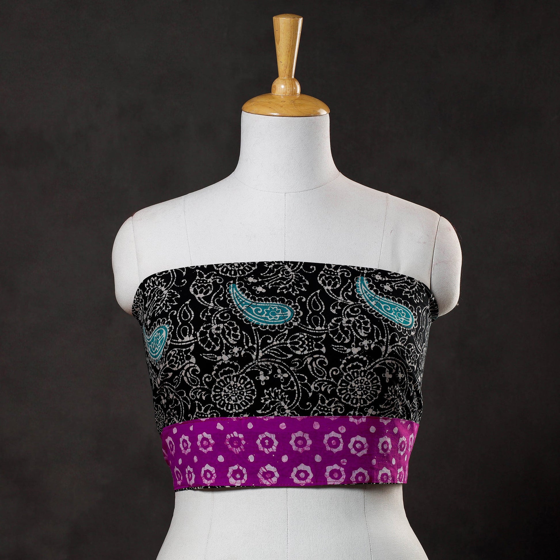 Black - Hand Batik Printed Cotton Blouse Piece