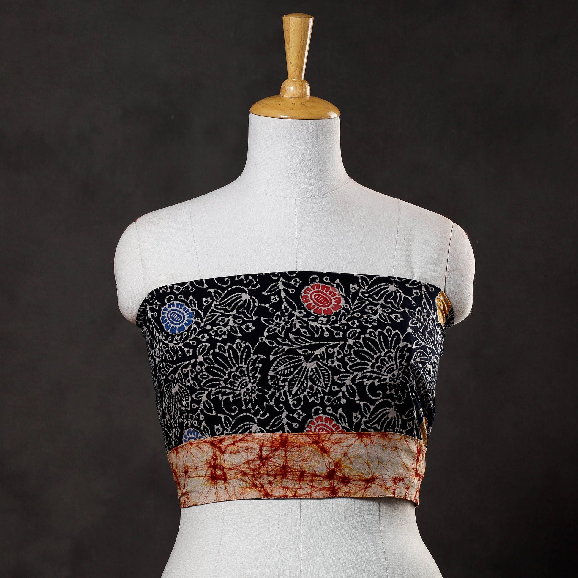 Black - Hand Batik Printed Cotton Blouse Piece