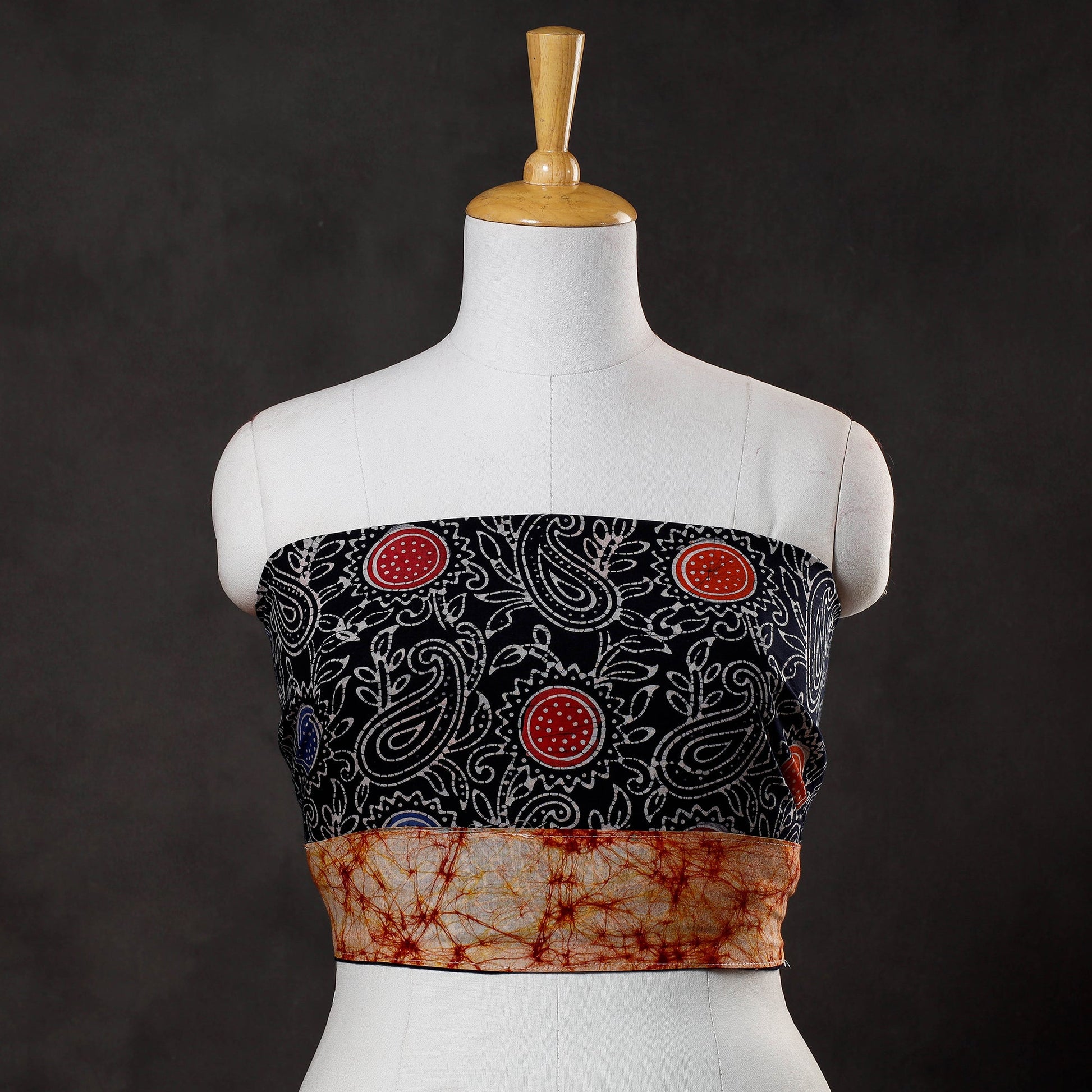 Black - Hand Batik Printed Cotton Blouse Piece
