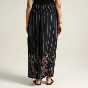 Black - Bengal Khesh Weaving Kantha Embroidery Cotton Palazzo 06