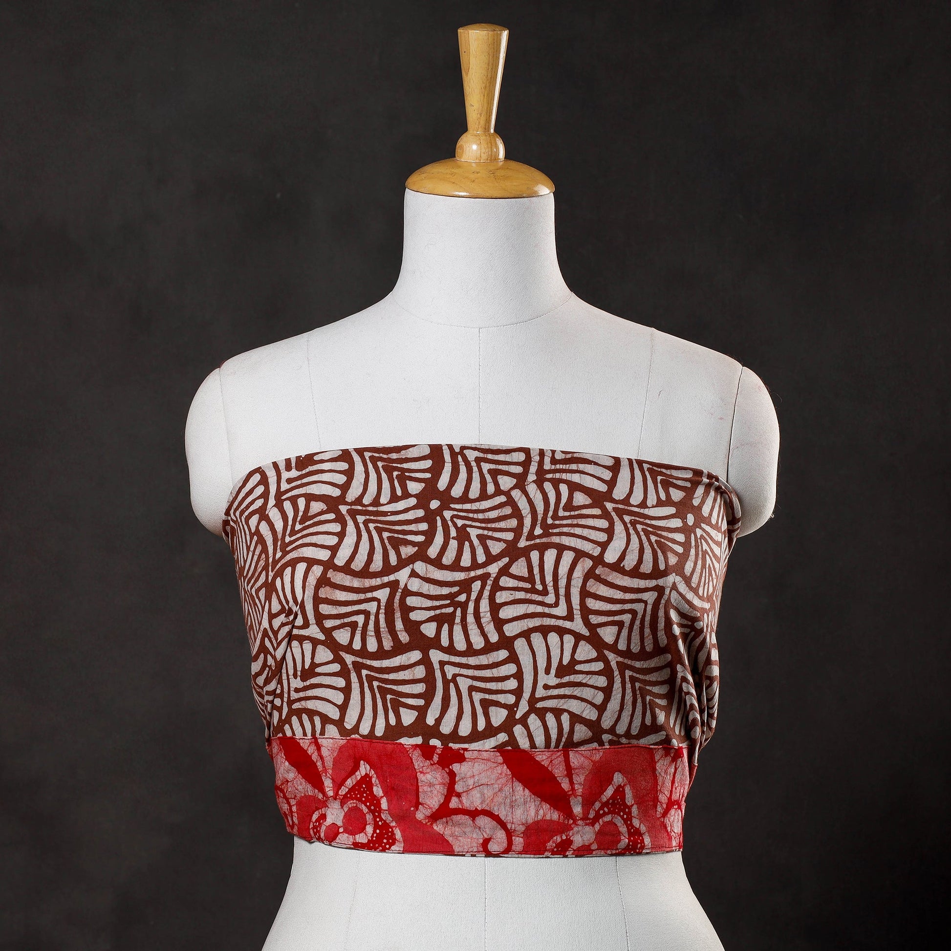 Brown - Hand Batik Printed Cotton Blouse Piece
