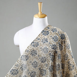 Beige - Pedana Kalamkari Block Print Chanderi Silk Fabric