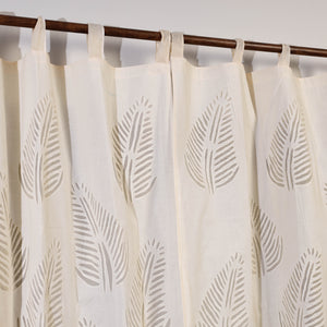 Beige - Leaves Cutwork Cotton Barmer Applique Door Curtain