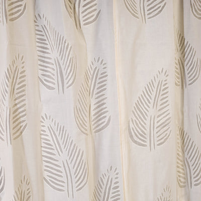 Beige - Leaves Cutwork Cotton Barmer Applique Door Curtain