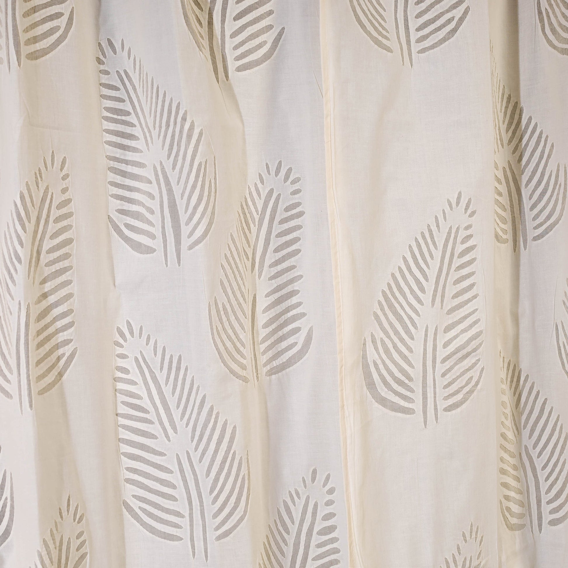 Beige - Leaves Cutwork Cotton Barmer Applique Door Curtain