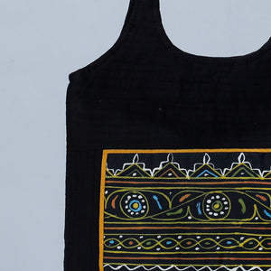 Black - Traditional Rogan Hand Painted Mashru Shoulder Bag