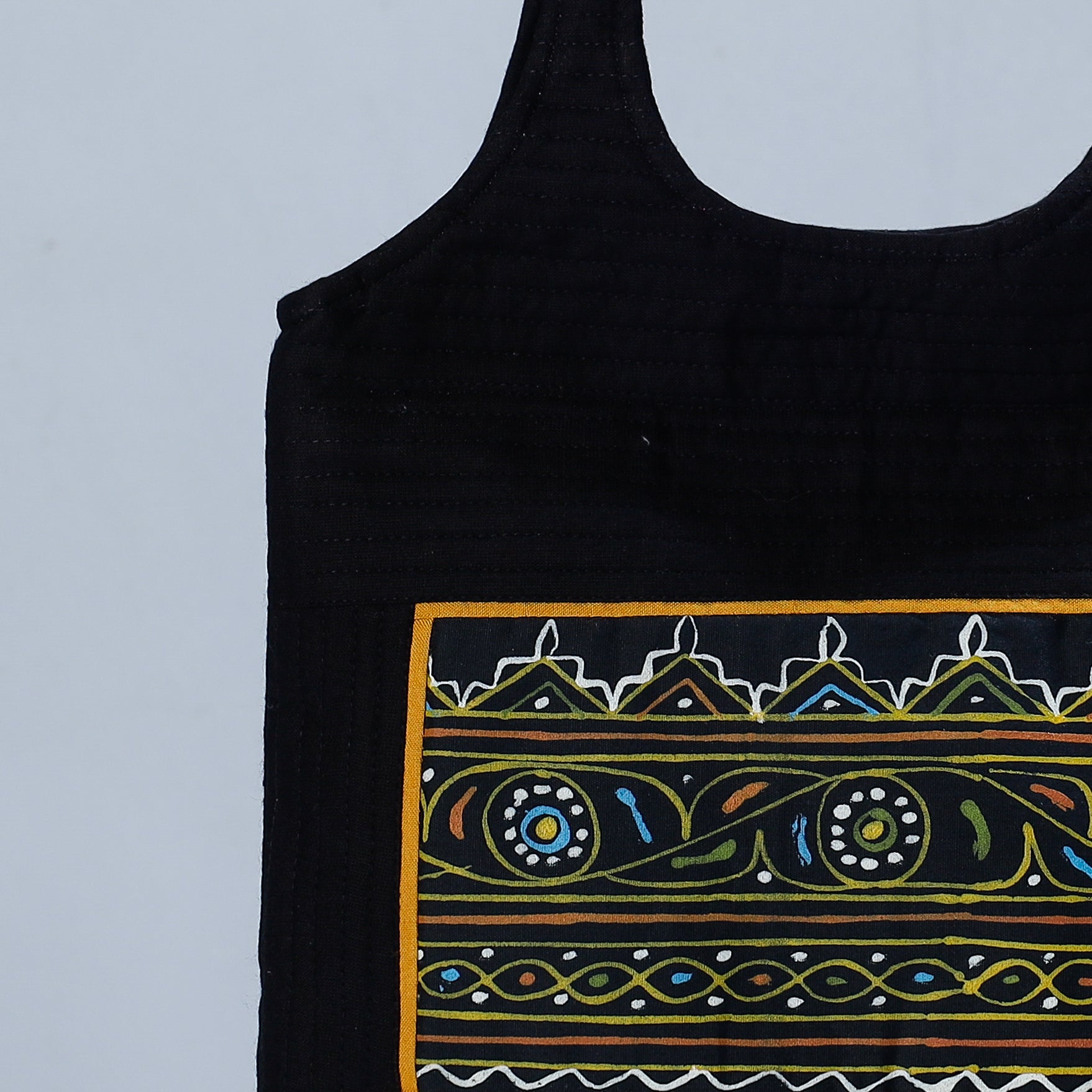 Black - Traditional Rogan Hand Painted Mashru Shoulder Bag