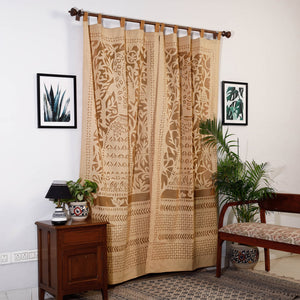 Brown - Queen Cutwork Cotton Barmer Applique Door Curtain