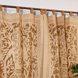 Brown - Queen Cutwork Cotton Barmer Applique Door Curtain