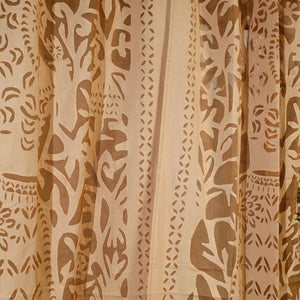 Brown - Queen Cutwork Cotton Barmer Applique Door Curtain