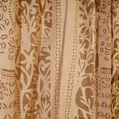 Brown - Queen Cutwork Cotton Barmer Applique Door Curtain