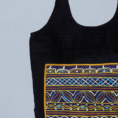 Black - Traditional Rogan Hand Painted Mashru Shoulder Bag