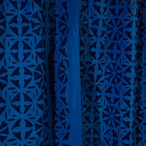 Blue - Flower Cutwork Cotton Barmer Applique Door Curtain