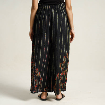 Black - Bengal Khesh Weaving Cotton Kantha Embroidery Palazzo 14