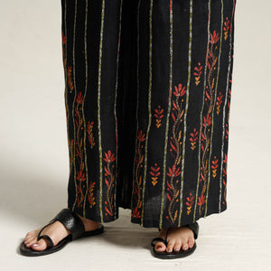 Black - Bengal Khesh Weaving Cotton Kantha Embroidery Palazzo 14