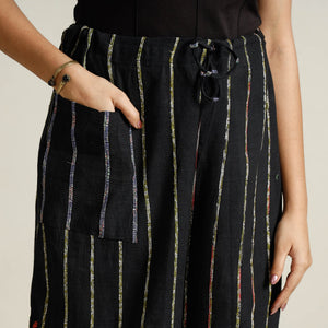 Black - Bengal Khesh Weaving Cotton Kantha Embroidery Palazzo 14