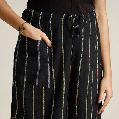 Black - Bengal Khesh Weaving Cotton Kantha Embroidery Palazzo 14