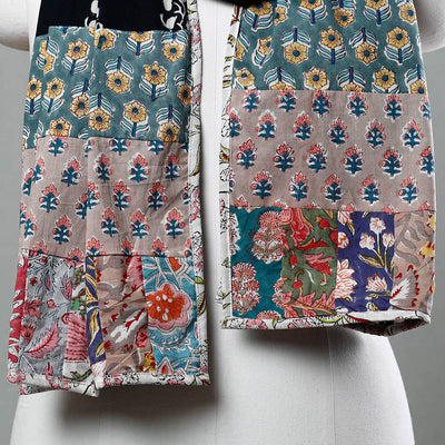 Black - Sanganeri Block Printed Patchwork Cotton Stole
