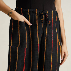 Black - Bengal Khesh Weaving Cotton Kantha Embroidery Palazzo 19