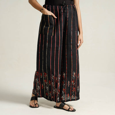Black - Bengal Khesh Weaving Cotton Kantha Embroidery Palazzo 23