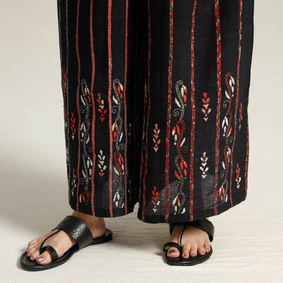 Black - Bengal Khesh Weaving Cotton Kantha Embroidery Palazzo 23