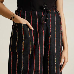 Black - Bengal Khesh Weaving Cotton Kantha Embroidery Palazzo 23