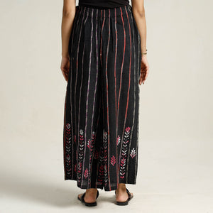 Black - Bengal Khesh Weaving Kantha Embroidery Cotton Palazzo 26