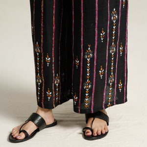 Black - Bengal Khesh Weaving Cotton Kantha Embroidery Palazzo 27