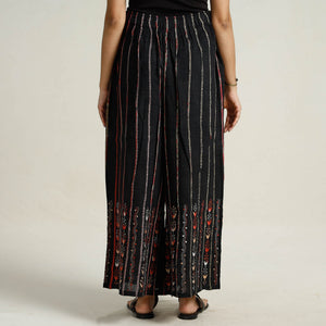 Black - Bengal Khesh Weaving Kantha Embroidery Cotton Palazzo 30