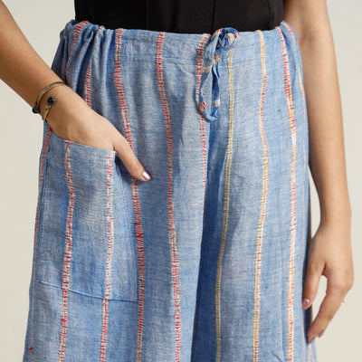 Blue - Bengal Khesh Weaving Cotton Kantha Embroidery Palazzo 35