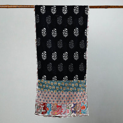 Black - Sanganeri Block Printed Patchwork Cotton Stole