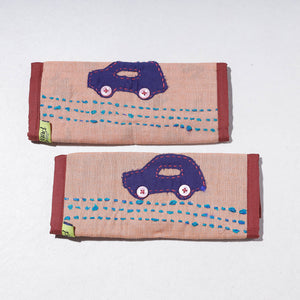 Beige - Handmade Fridge Handle/Seat Belt Cover by Jugaad (Set of 2)