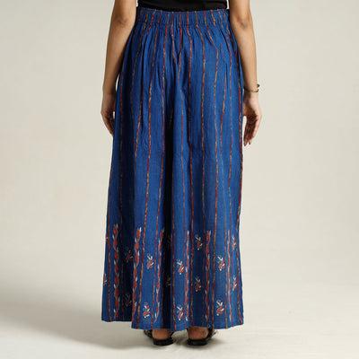 Blue - Bengal Khesh Weaving Kantha Embroidery Cotton Palazzo 42