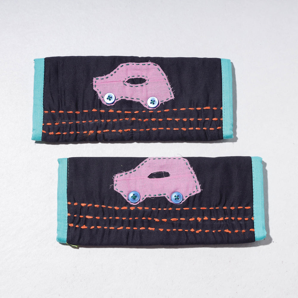 Black - Handmade Fridge Handle/Seat Belt Cover by Jugaad (Set of 2)