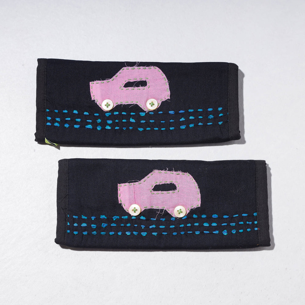 Black - Handmade Fridge Handle/Seat Belt Cover by Jugaad (Set of 2)