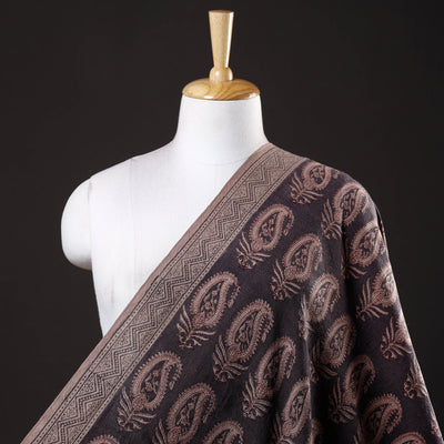 Black - Bagh Block Printed Merino Wool Handloom Fabric