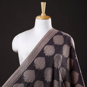 Black - Bagh Block Printed Merino Wool Handloom Fabric