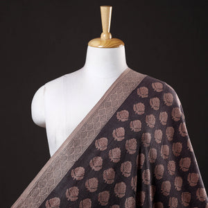 Black - Bagh Block Printed Merino Wool Handloom Fabric