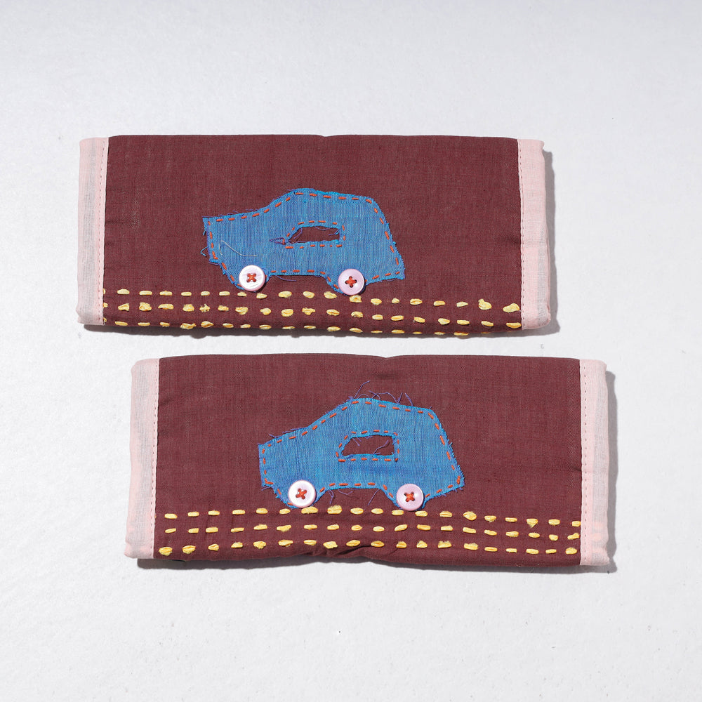 Brown - Handmade Fridge Handle/Seat Belt Cover by Jugaad (Set of 2)