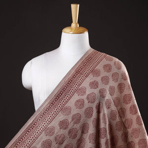 Beige - Bagh Block Printed Merino Wool Handloom Fabric