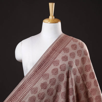 Beige - Bagh Block Printed Merino Wool Handloom Fabric