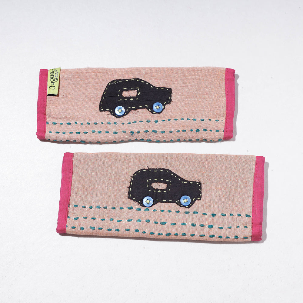 Beige - Handmade Fridge Handle/Seat Belt Cover by Jugaad (Set of 2)