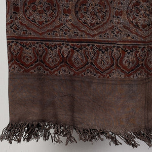 Brown - Block Print Cotton Ajrakh Handloom Towel